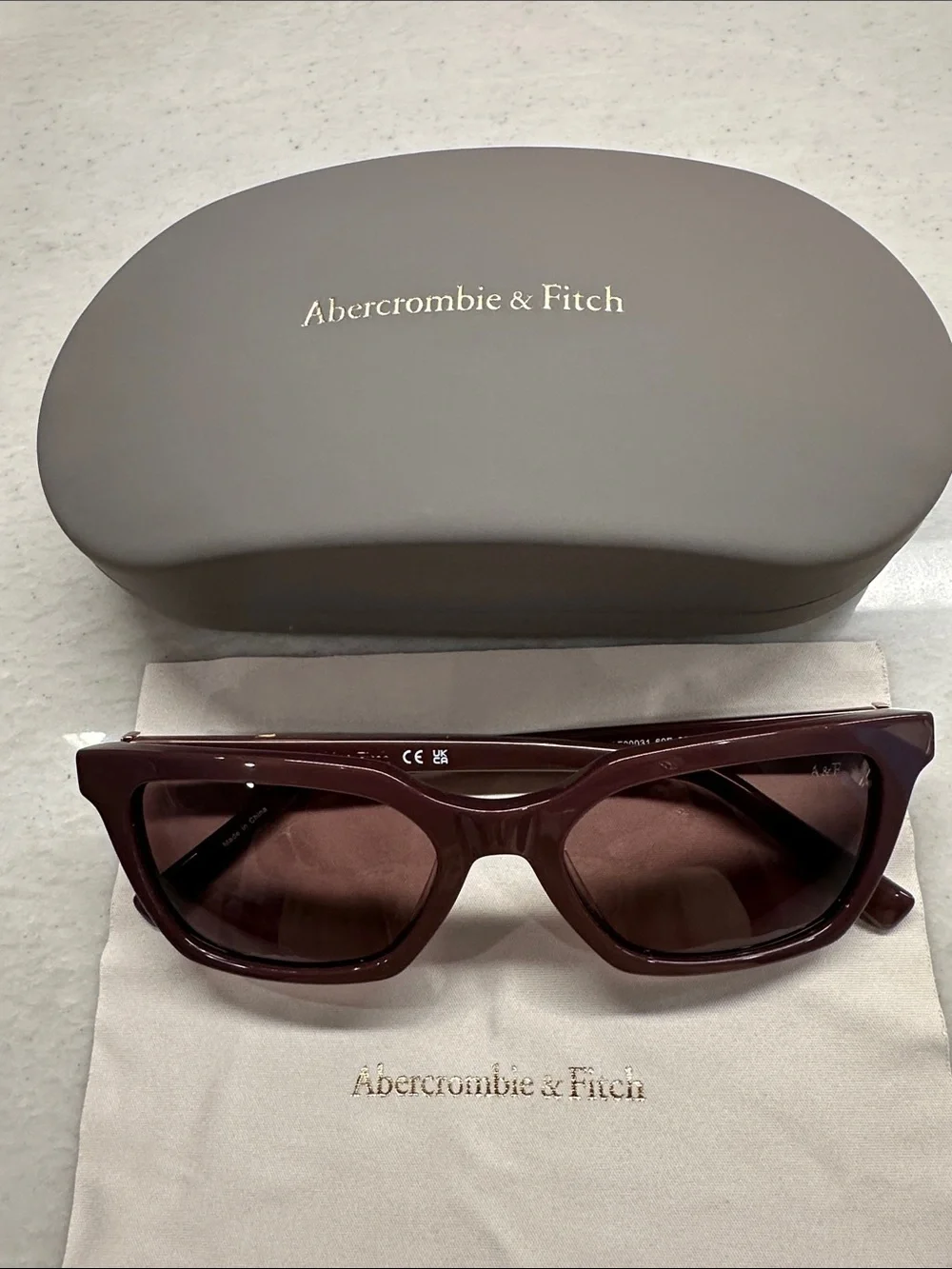 Abercrombie & Fitch 52mm Cat Eye Sunglasses Burgundy Shiny Bordeaux / Brown New